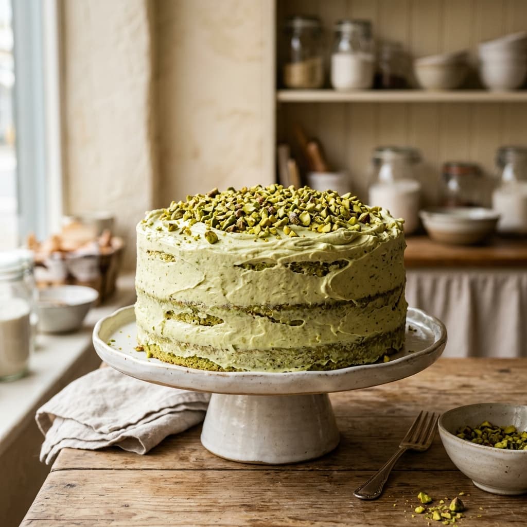 Pistachio Celebration Cake — handmade 100% eggless cake by Nova Cakes, Halifax & Dartmouth